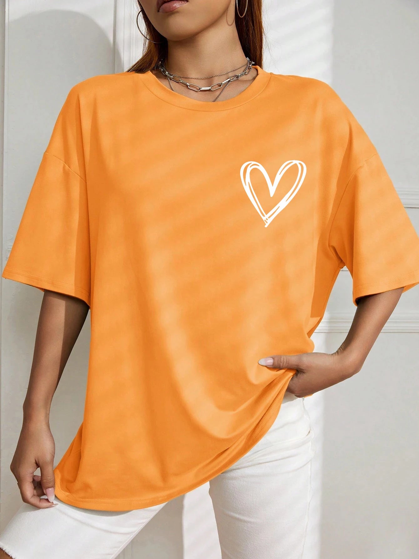 Simple Love Printed Womens T Shirts Summer Breathable Clothes Casual Fashion Short Sleeve Street Oversized All Match T-Shirts