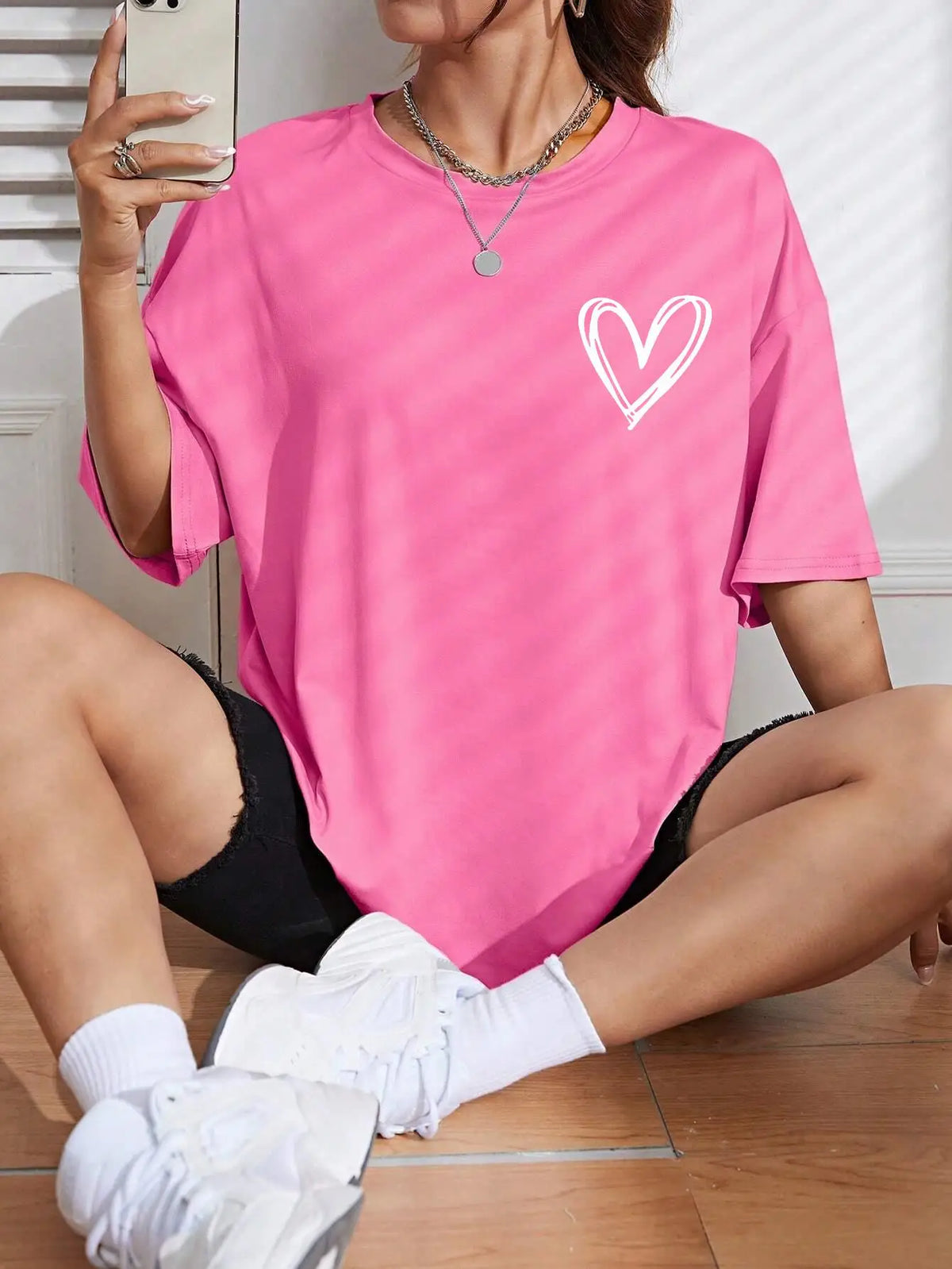 Simple Love Printed Womens T Shirts Summer Breathable Clothes Casual Fashion Short Sleeve Street Oversized All Match T-Shirts