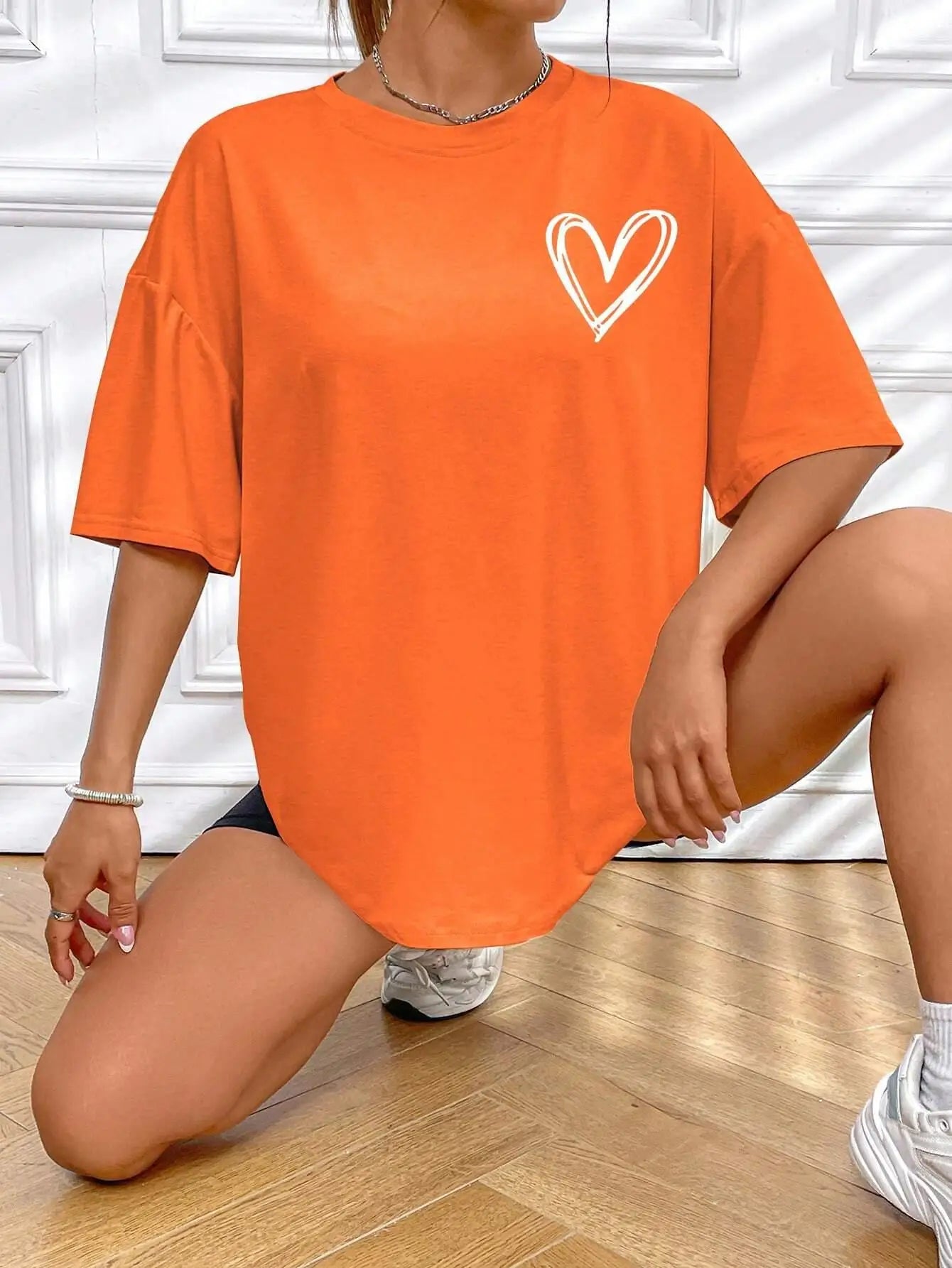 Simple Love Printed Womens T Shirts Summer Breathable Clothes Casual Fashion Short Sleeve Street Oversized All Match T-Shirts
