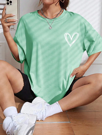 Simple Love Printed Womens T Shirts Summer Breathable Clothes Casual Fashion Short Sleeve Street Oversized All Match T-Shirts