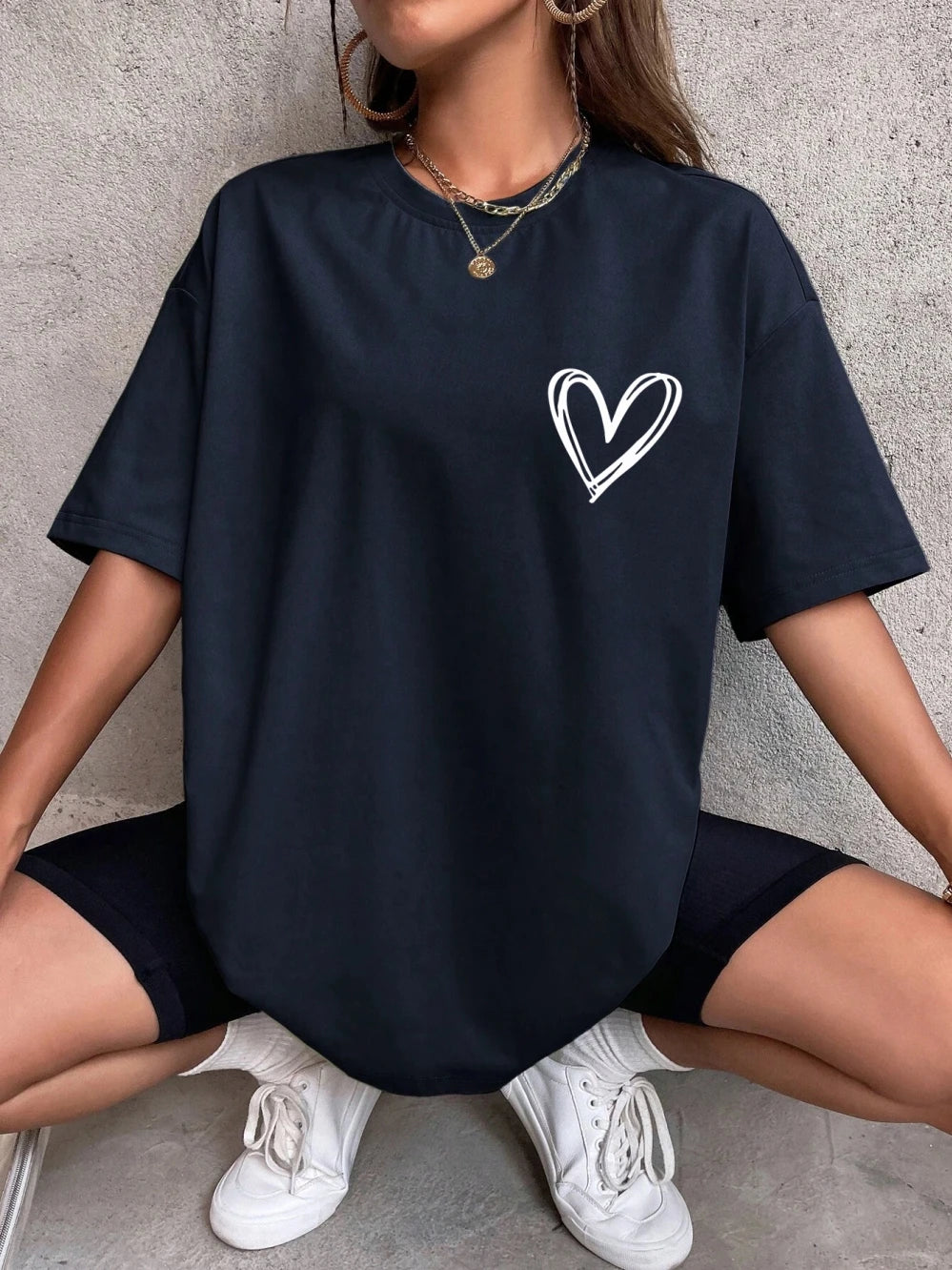 Simple Love Printed Womens T Shirts Summer Breathable Clothes Casual Fashion Short Sleeve Street Oversized All Match T-Shirts