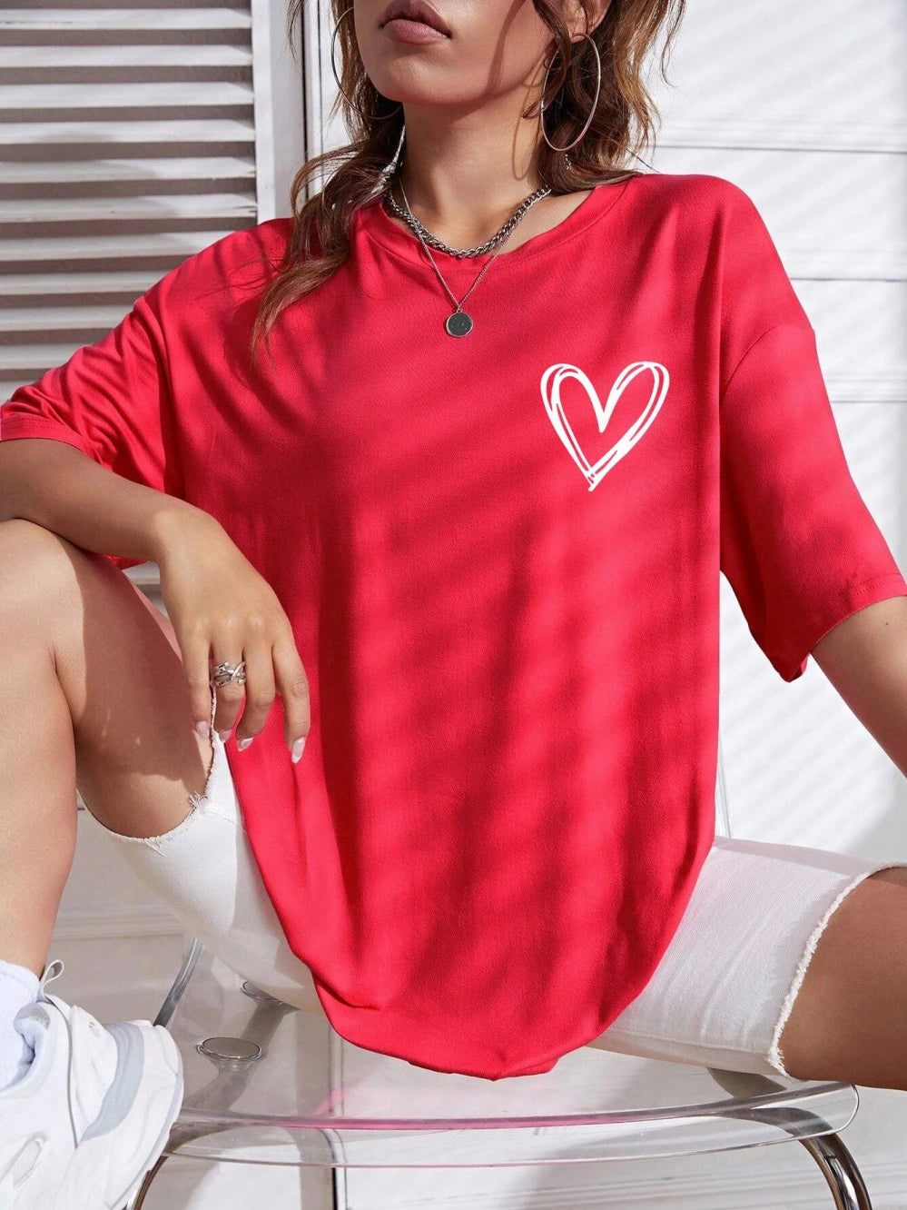 Simple Love Printed Womens T Shirts Summer Breathable Clothes Casual Fashion Short Sleeve Street Oversized All Match T-Shirts