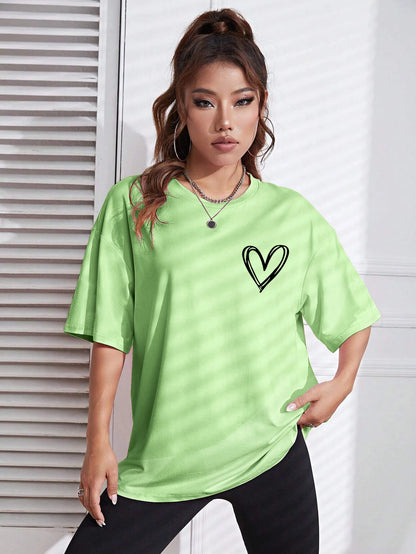 Simple Love Printed Womens T Shirts Summer Breathable Clothes Casual Fashion Short Sleeve Street Oversized All Match T-Shirts