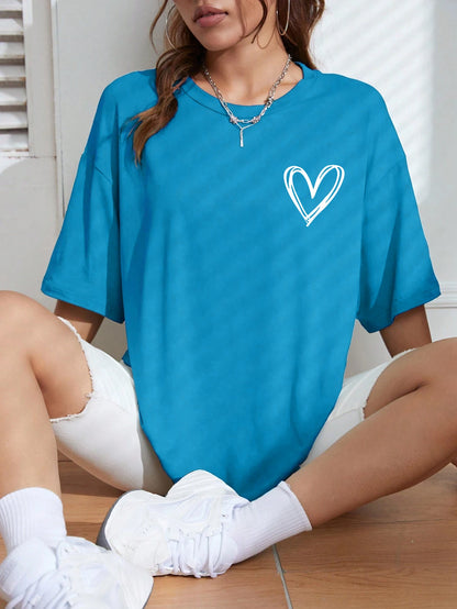 Simple Love Printed Womens T Shirts Summer Breathable Clothes Casual Fashion Short Sleeve Street Oversized All Match T-Shirts