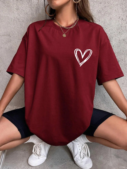 Simple Love Printed Womens T Shirts Summer Breathable Clothes Casual Fashion Short Sleeve Street Oversized All Match T-Shirts